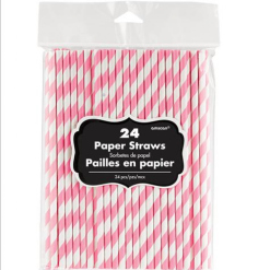 Amscan Party Supplies Paper Straws Pink 24 Pack