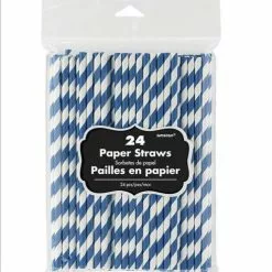 Amscan Party Supplies Paper Straws Blue 24 Pack