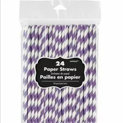 Amscan Party Supplies Paper Straws Purple 24 Pack