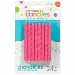 Amscan Party Supplies Birthday Candles Large Spiral Candle Pink Glitter 8.5cm 24 Pack