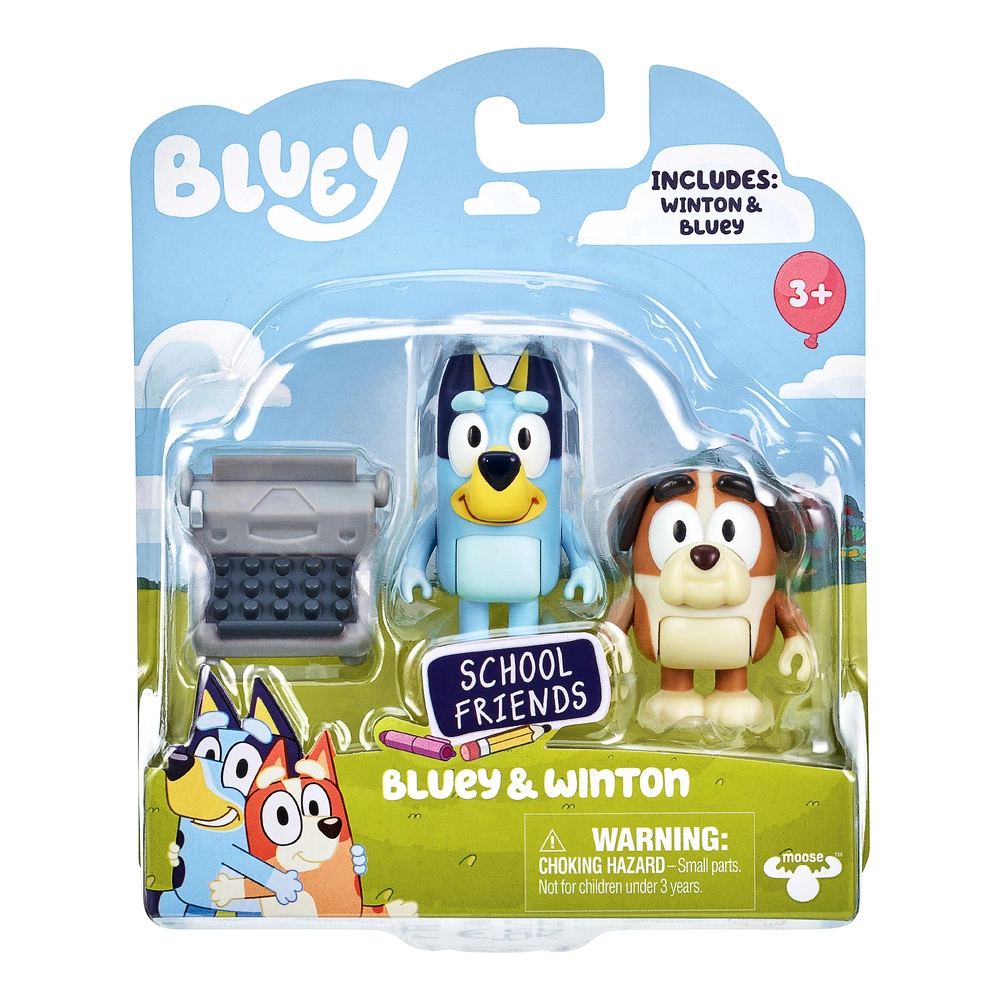 Bluey School Friends Bluey & Winton With Typewriter Figurines 2 Pack - Image 3